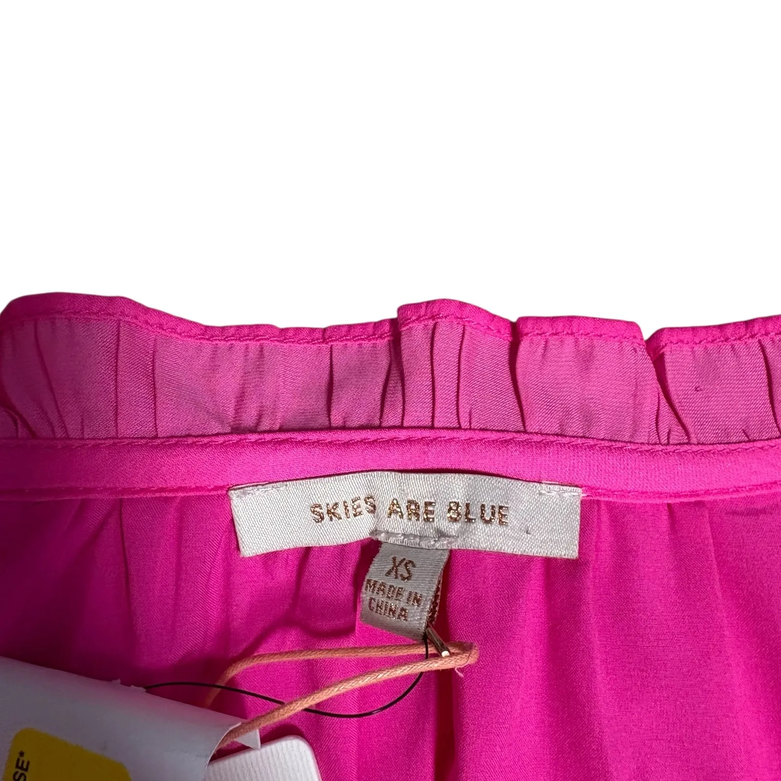 Skies Are Blue NWT Pink Ruffle Neck Tie Long Sleeve Smocked Tiered‎ Dress XS - Image 8