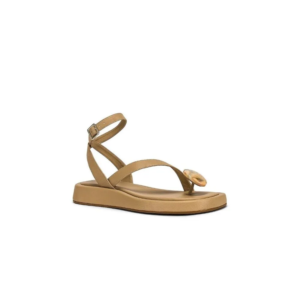 GIA BORGHINI x RHW Plexi Gem Stone Toe Sandals in Taupe 40.5 Womens Wrap Leather Tan Size 9.5 - Image 13