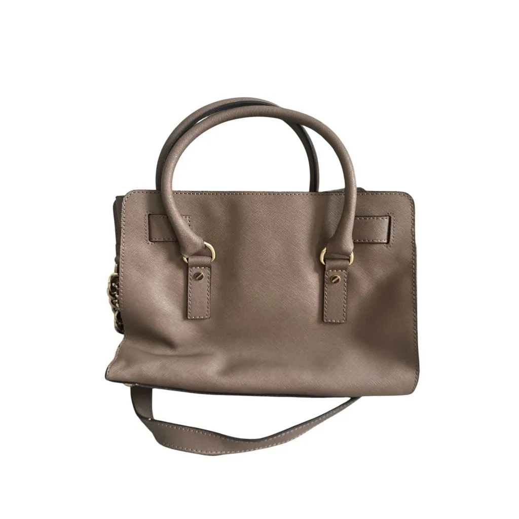 MICHAEL KORS Taupe Saffiano Leather East West Medium Satchel Handbag - Image 13