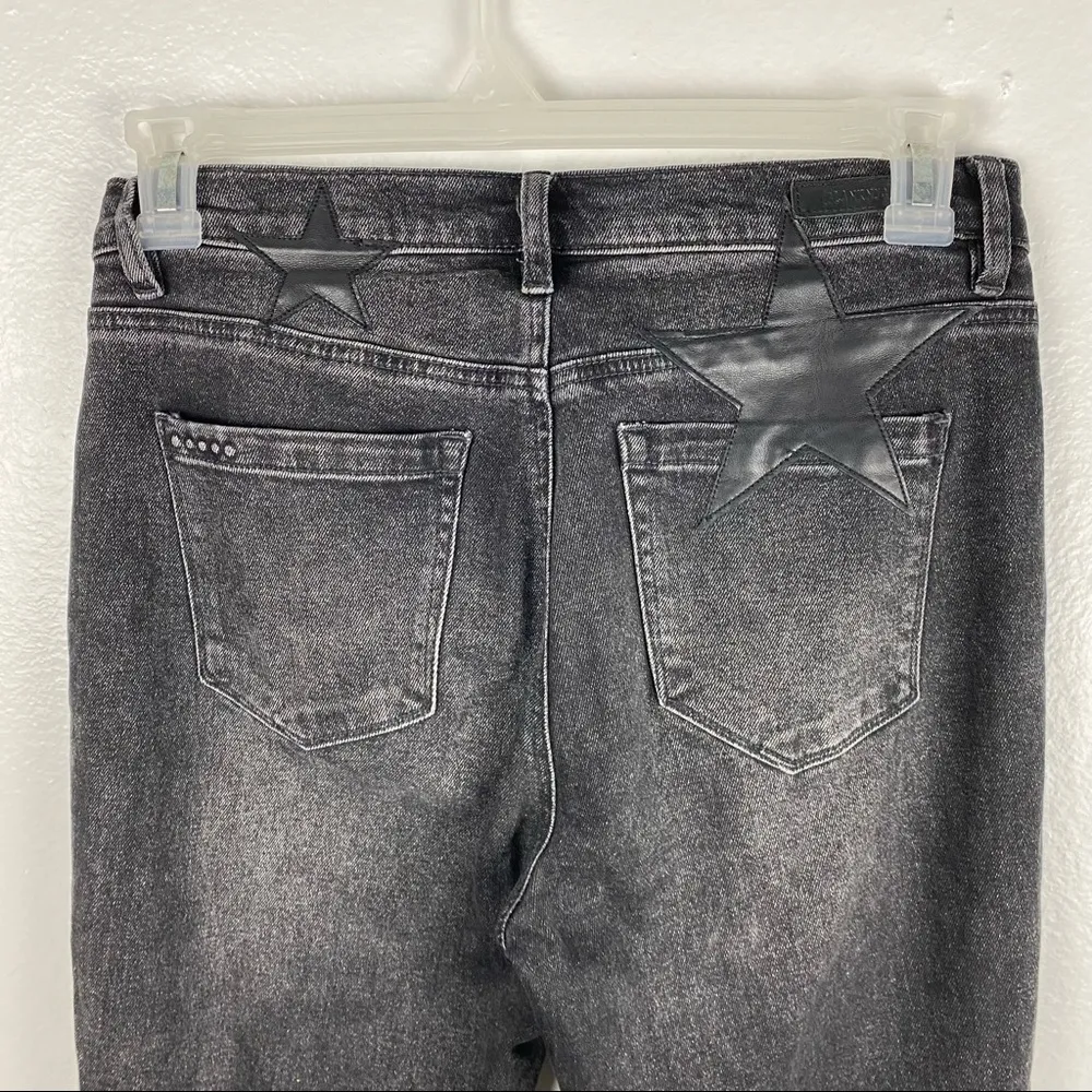 BLANK NYC The Madison Black Wash Star Print Distressed High Waist Crop Jeans 29 - Image 6