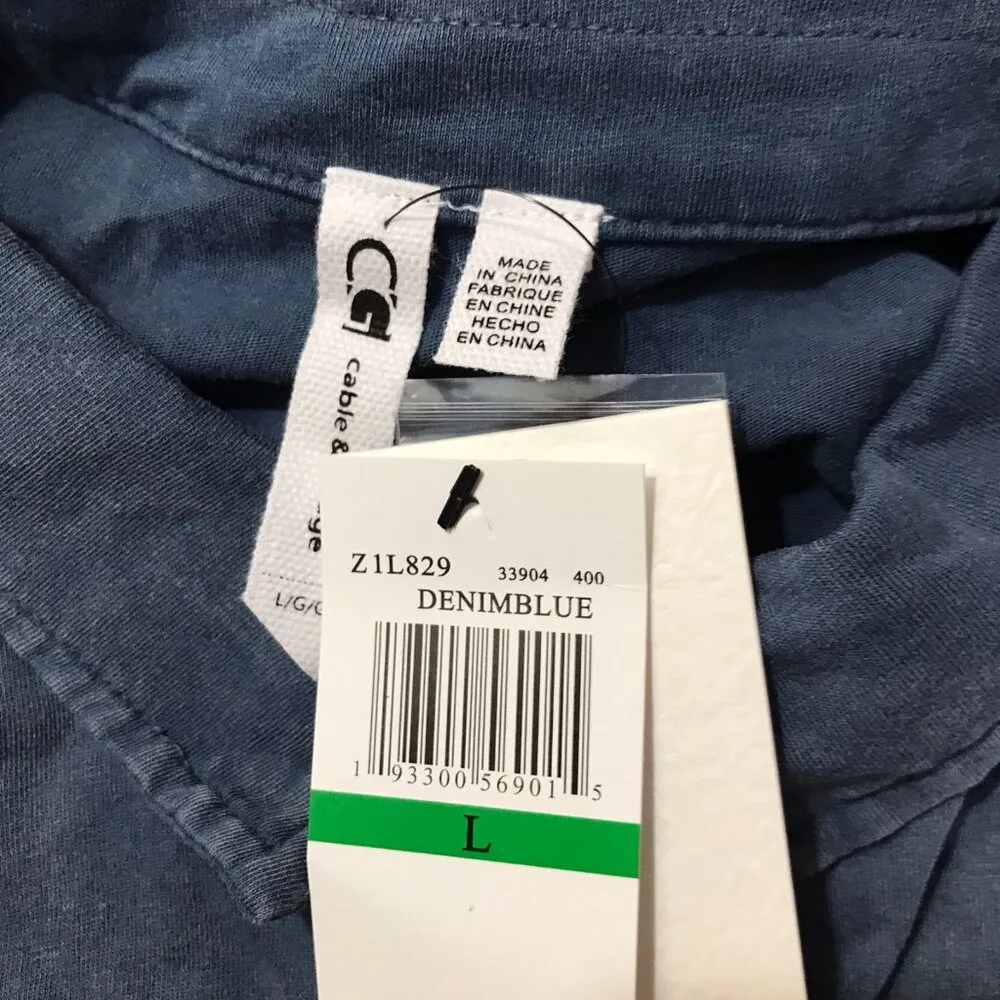 CABLE & GAUGE Blue Wash 100% Cotton Soft Button-Down Shirt NWT LARGE - Image 7