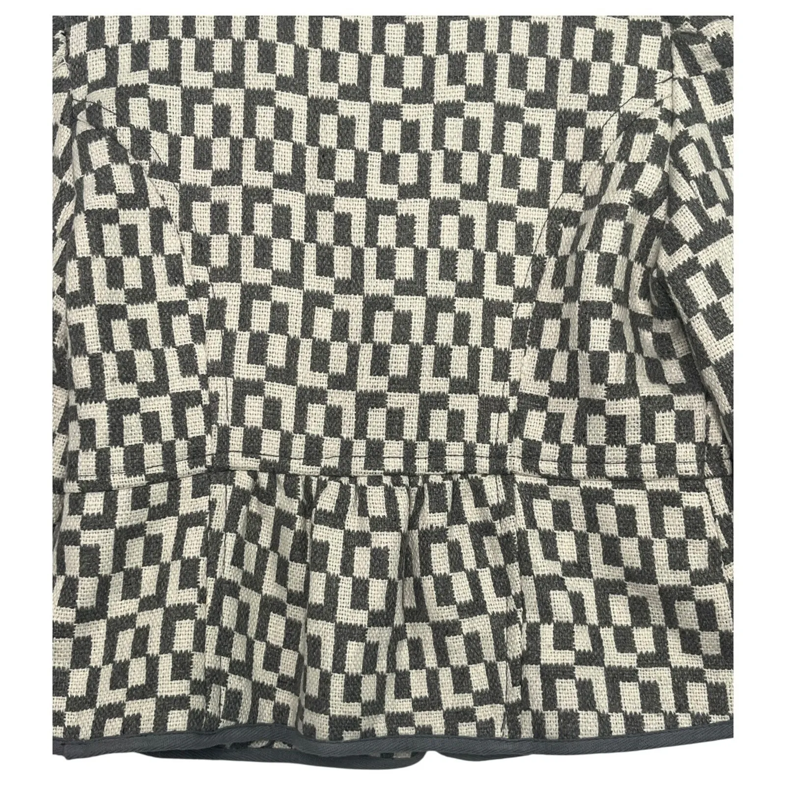 Tulle Anthropologie Jacket Womens Extra Small Gray White Checkered Coat Boho Size XS - Image 11