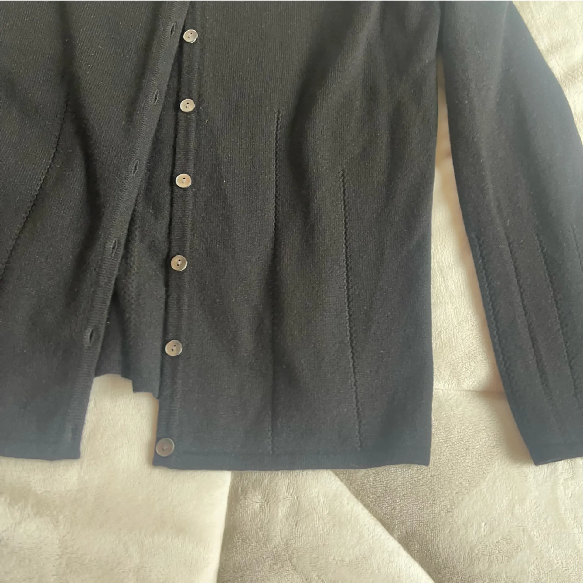 Vintage 90s Medium Cashmere Solid Black Cardigan Sweater Classic Capsule - Image 6