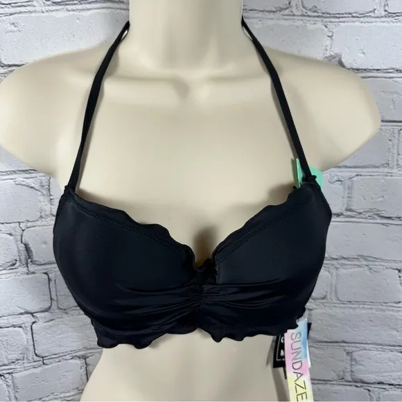 Sundazed Nixie Bra Size Halter Bikini Swim Top Ruffled Underwire Support 32C NWT - Image 1