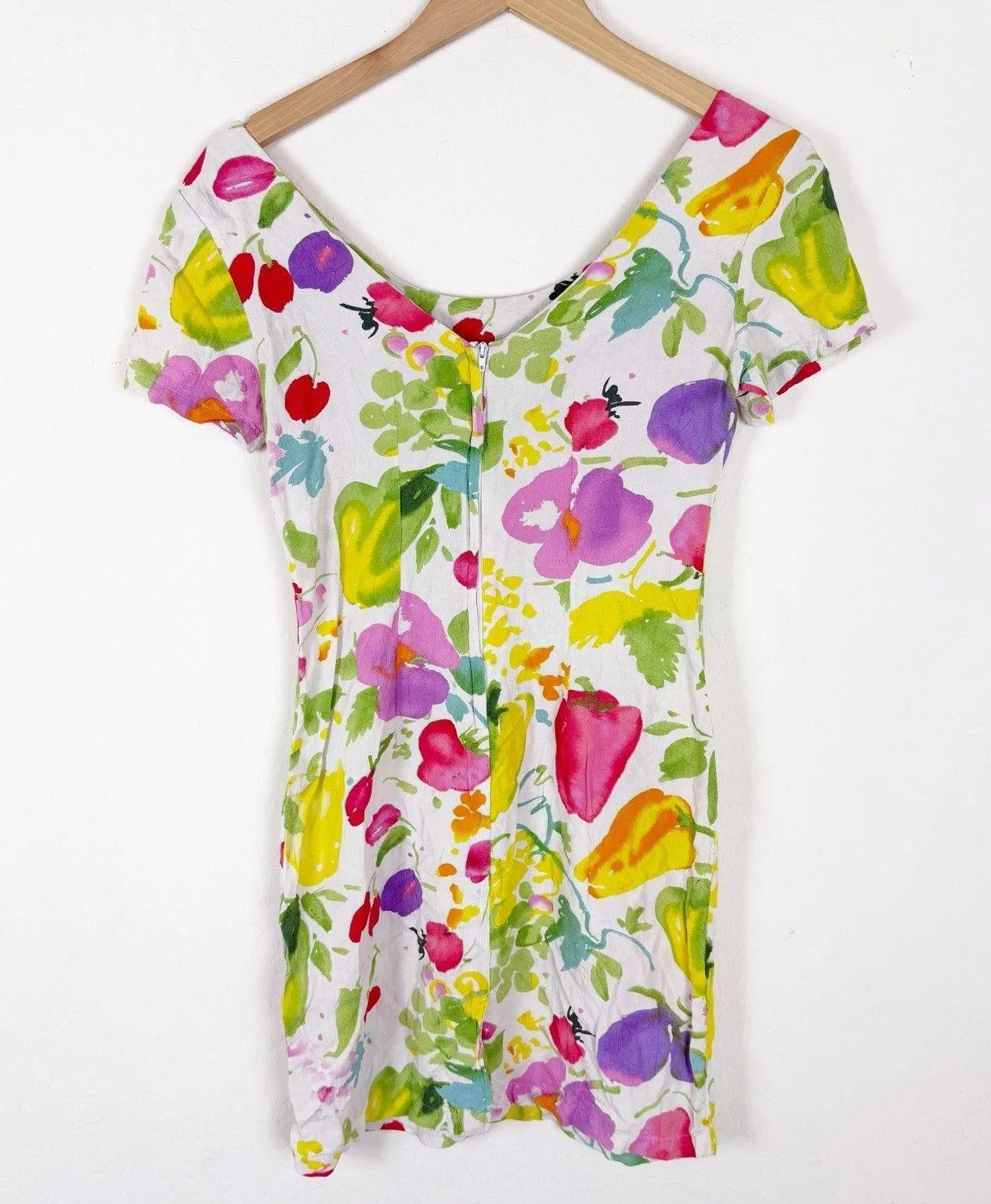 Jams World XS/S Fruit Floral Crinkle Mini Dress Vintage Y2K Resort Beach Cruise - Image 2