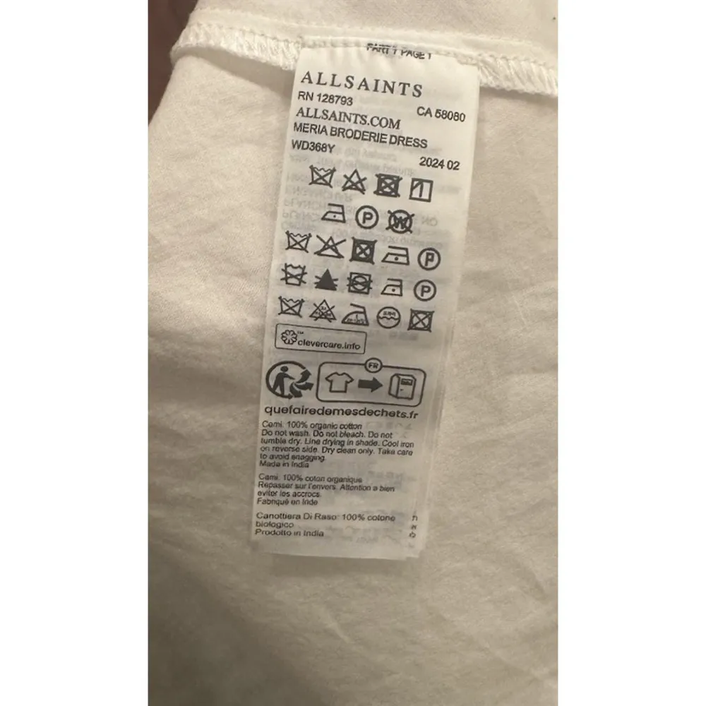 Allsaints Mini 100% Organic Cotton Minimalist Neutral Bridal V-Neck Slip Dress 6 - Image 6