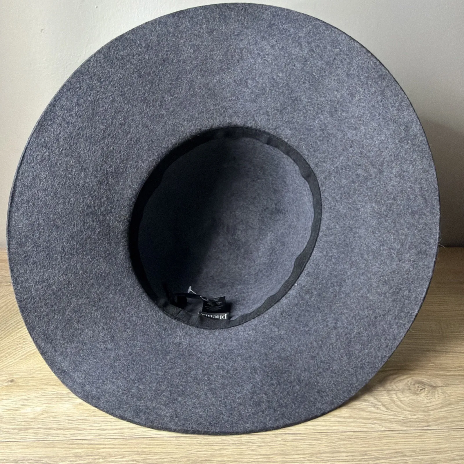 Phenix Hat Grey Wool Floppy Wide Brim Fedora Wool Leather Trim Boho Western Vibe Gray - Image 6