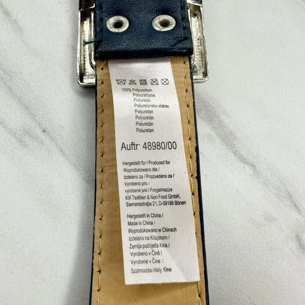 Studded Blue Faux Leather Belt Size Large L - Image 8