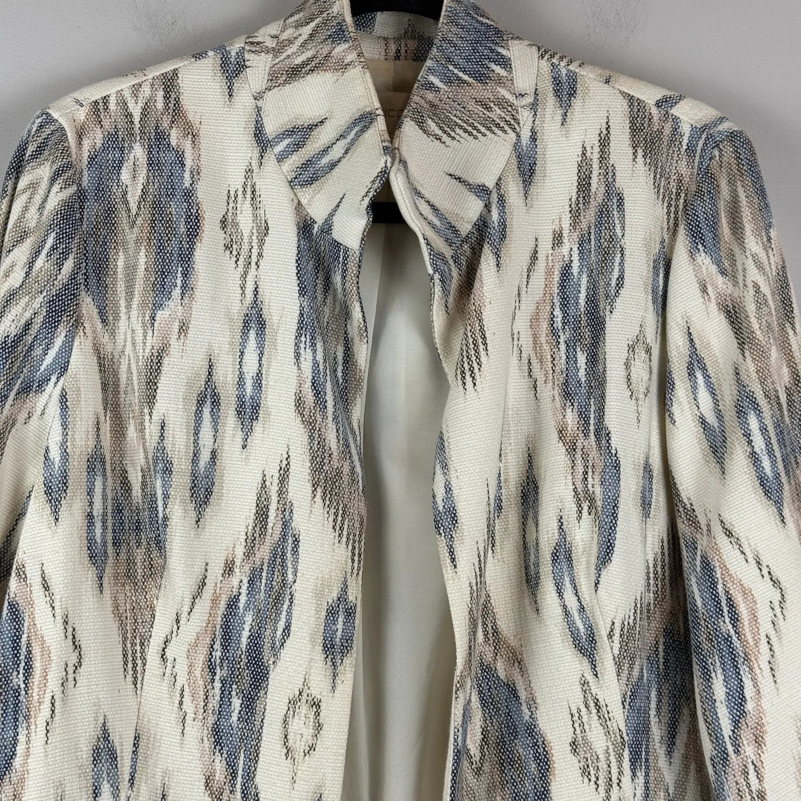 Chicos‎ Women's Open Front Jacket 2 US L Multi Printed Geo Blazer Boho Workwear - Image 3