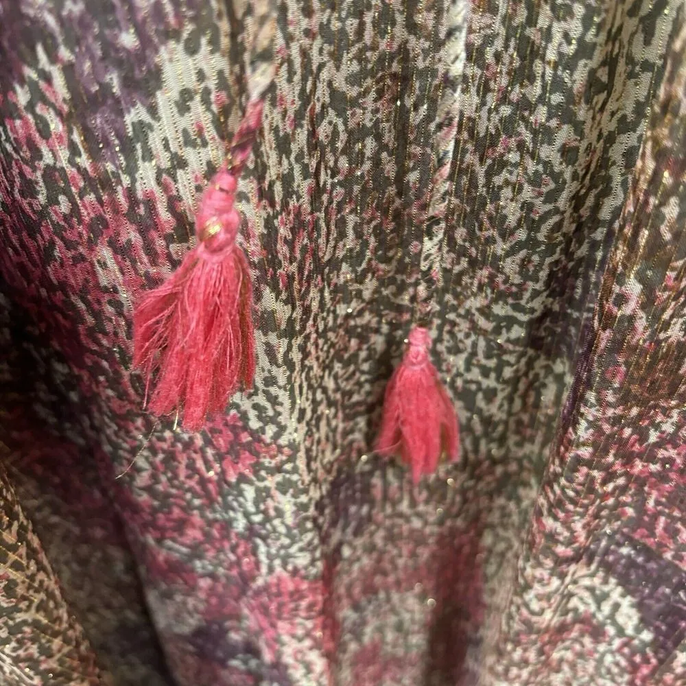 NWT Raga Zuri Long Sleeve Maxi Gold Metallic Dress Oversized Size M $245 MSRP - Image 10