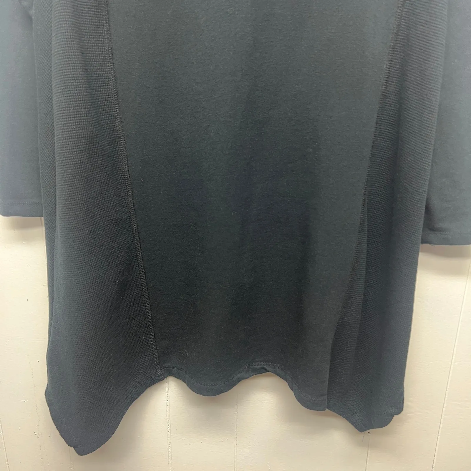 LOGO Lori Goldstein Long Sleeve Black Hooded Tunic Womens Size PetiteXS Pockets - Image 8