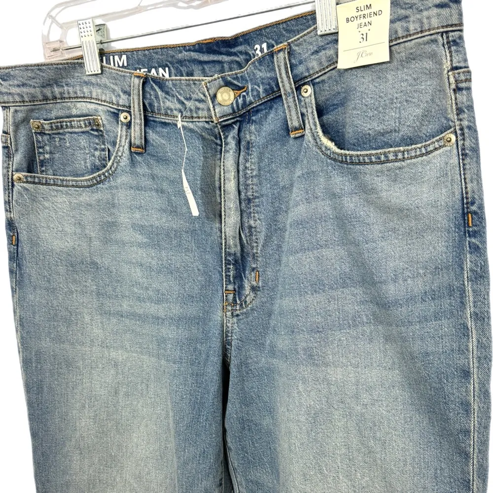NWT J. Crew Women’s Slim Boyfriend Jeans Sz 31 Straight Leg Light Wash Denim - Image 6