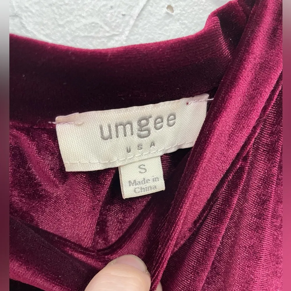 Umgee Faux Velvet Maroon Dress - Image 4