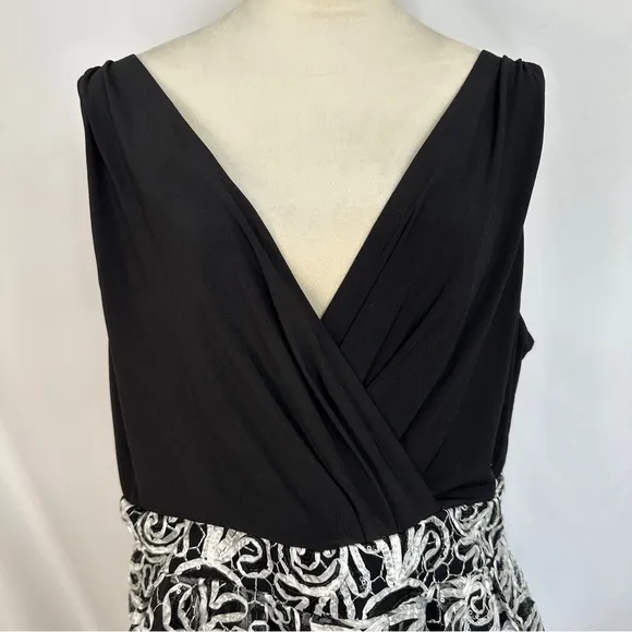 Roz & Ali Black‎ And White Womens Sleeveless Cocktail Dress Plus Size 16 Midi - Image 15