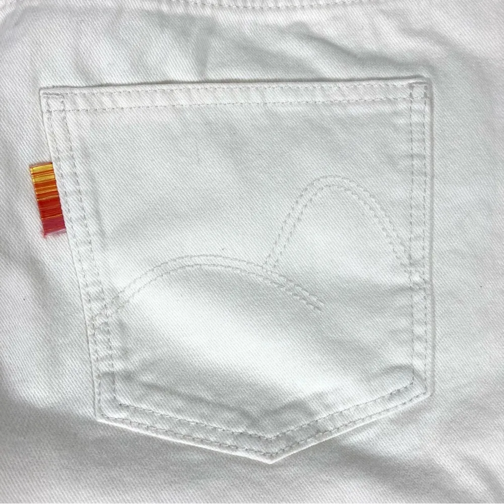 Farm Rio Crochet Detail Cotton Denim Shorts White Size 33 NWT - Image 13