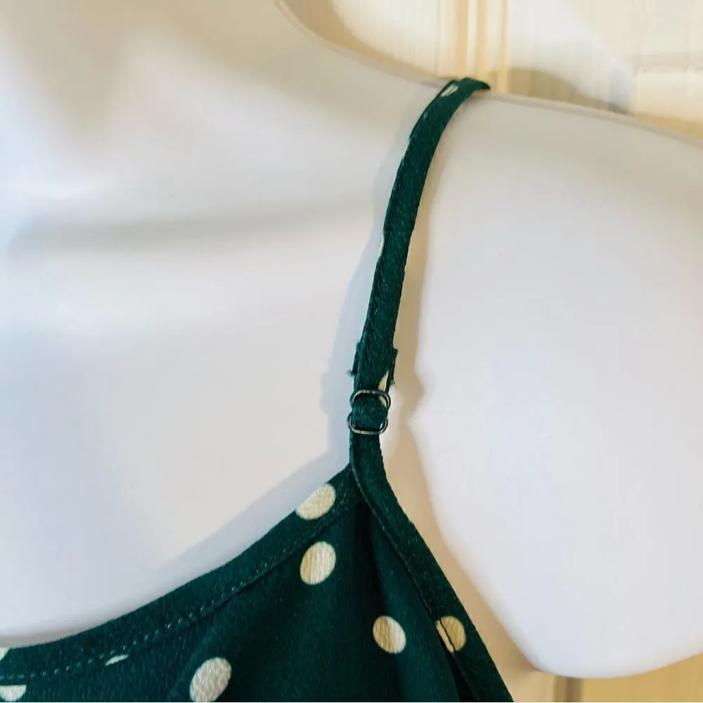 Sandy & Sid  Polka Dot Jumpsuit Spaghetti Strap Green White M - Image 5
