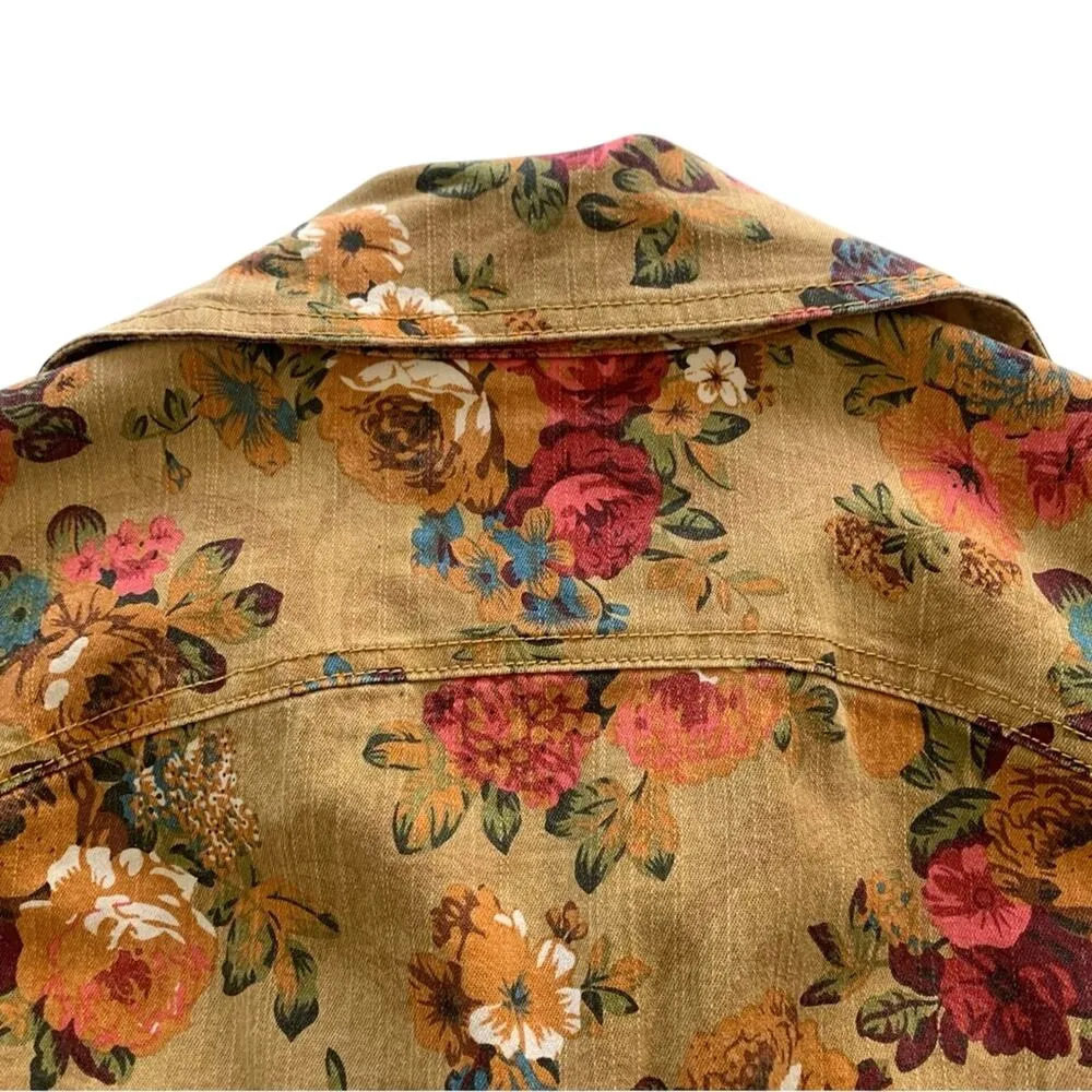 Via Penny Lane Reworked Apparel | TLC 90’s Graphic Custom Floral Jacket Small Tan - Image 6