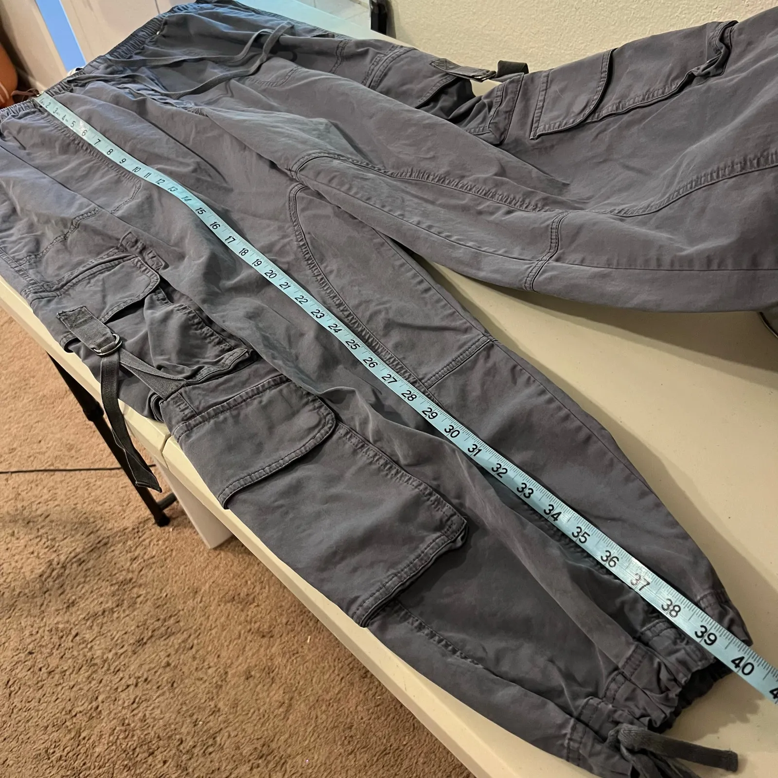 Abercrombie & Fitch Gray Garment Dyed Relaxed Fit Utility Cargo Pants Size XL - Image 12