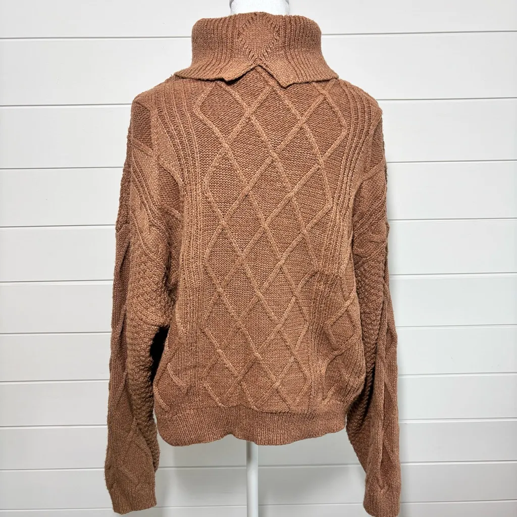 Elie. Elie Tahari brown chunky cable knit sweater women’s Size XL - Image 9