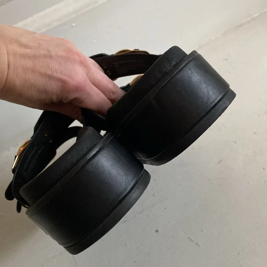 Steve Madden Brooklin Platform Sandals Size 9 Gold Buckle Chunky y2k Open Toe - Image 8