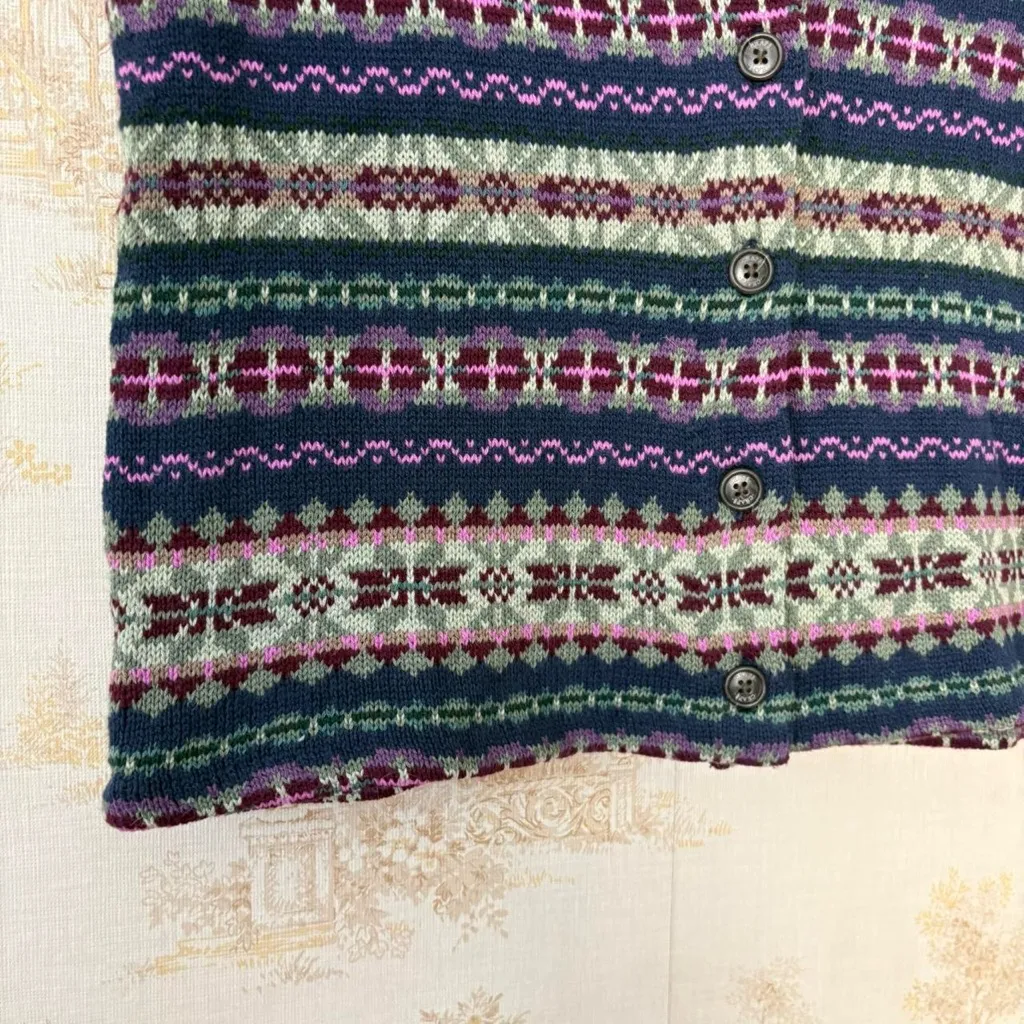 Vintage 90s Chaps purple green southwestern fair isle print sweater vest XL P - Image 5