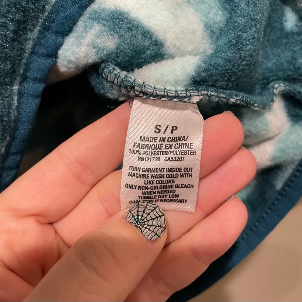 Prince & Fox Teal Aztec Print Fleece Quarter Zip Pullover Juniors Size Small Blue - Image 7