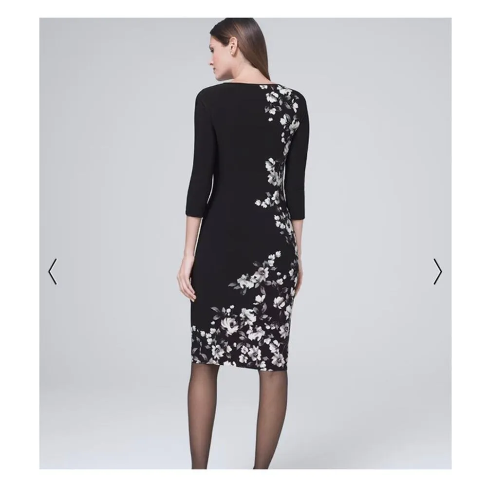 White House Black Market Reversible Floral Solid Sheath Dress Size Small - Image 8