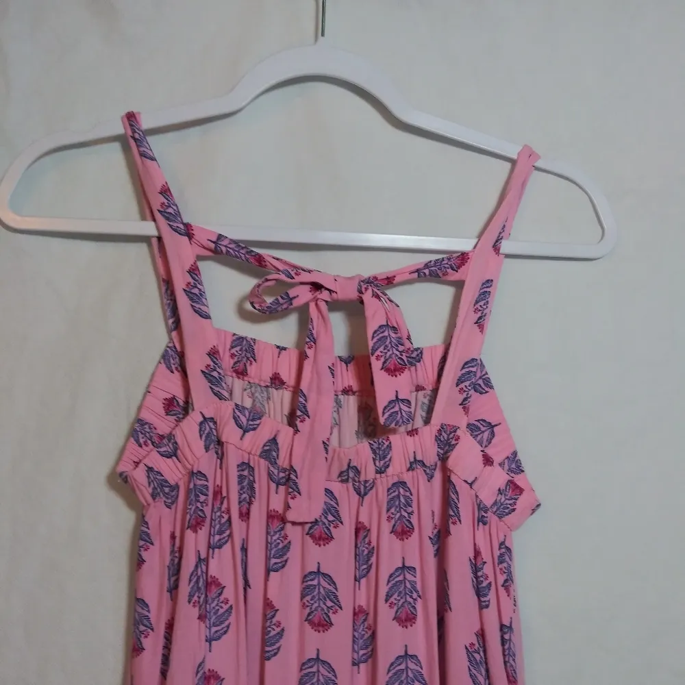 Old Navy Sleeveless Tie-Back Cutout Maxi Swing Pink Posie Dress Boho Size S - Image 5