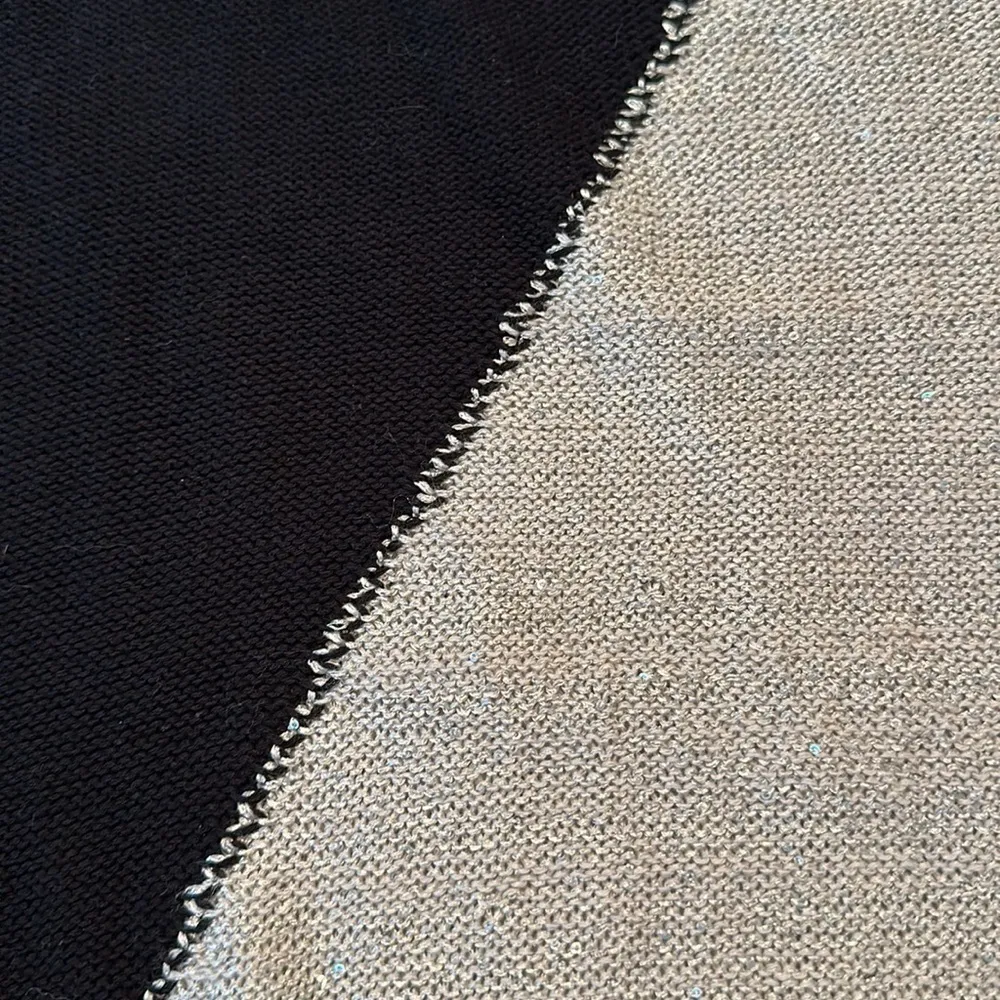 Soft Surroundings Asymmetrical Mixed Media Sweater Black/Tan with Sequins Large - Image 6