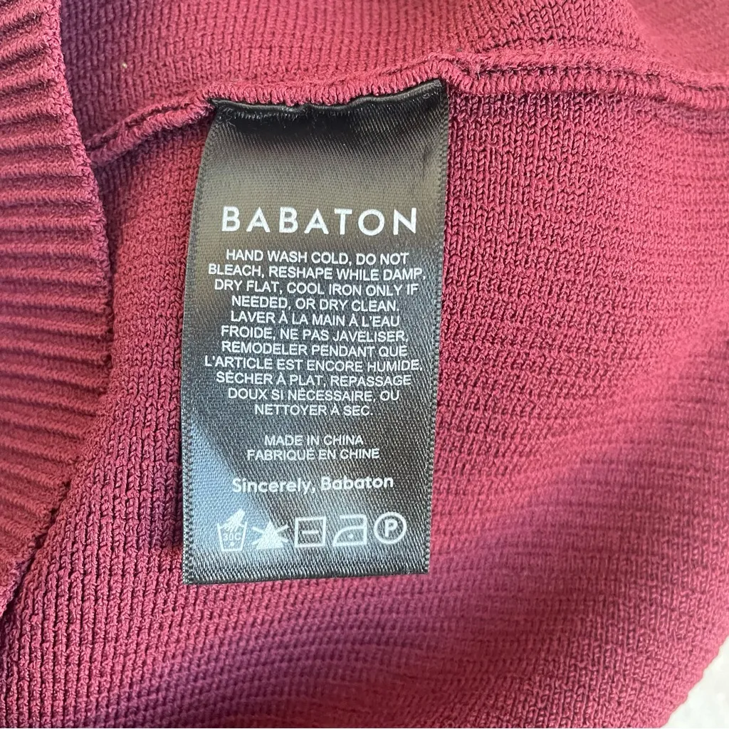 Aritzia Babaton Sculpt Knit Sweetheart Long Sleeve Top in Burgundy Wine Medium - Image 5