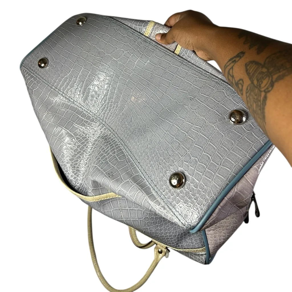 Vintage Pastel Sateen-feel Y2K Coquette Glam Guess Croc Embossed Patent Satchel - Image 6