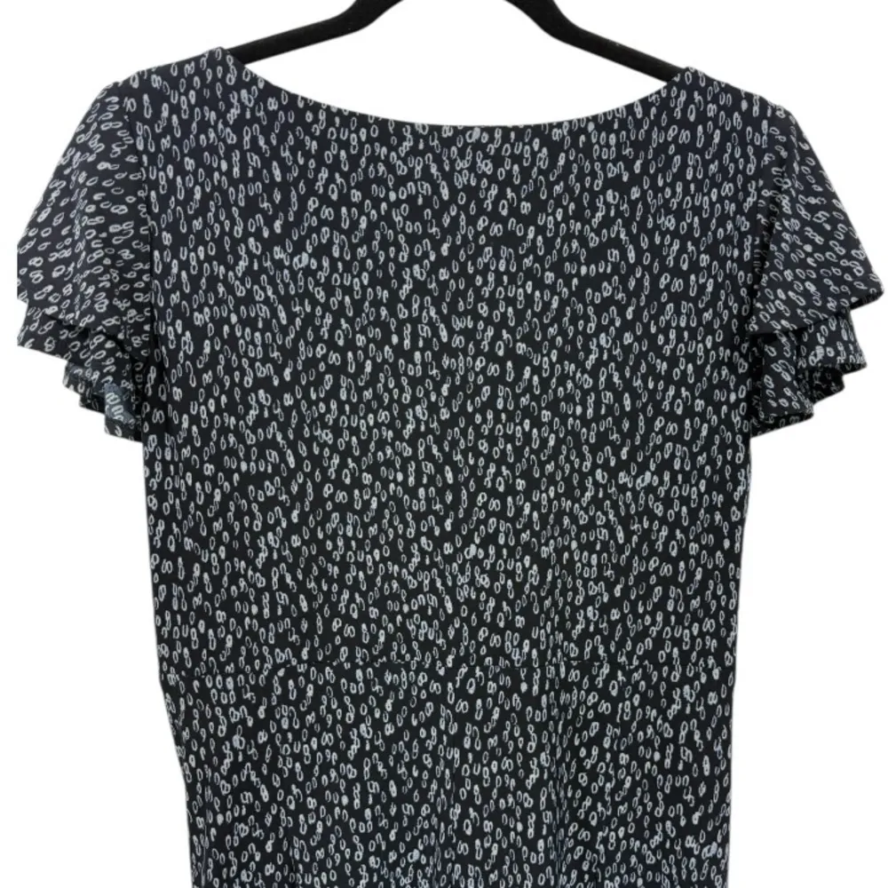 Lauren Ralph Lauren Brisa Falling Water Flutter Sleeve Faux Wrap‎ Dress Navy 14 - Image 11