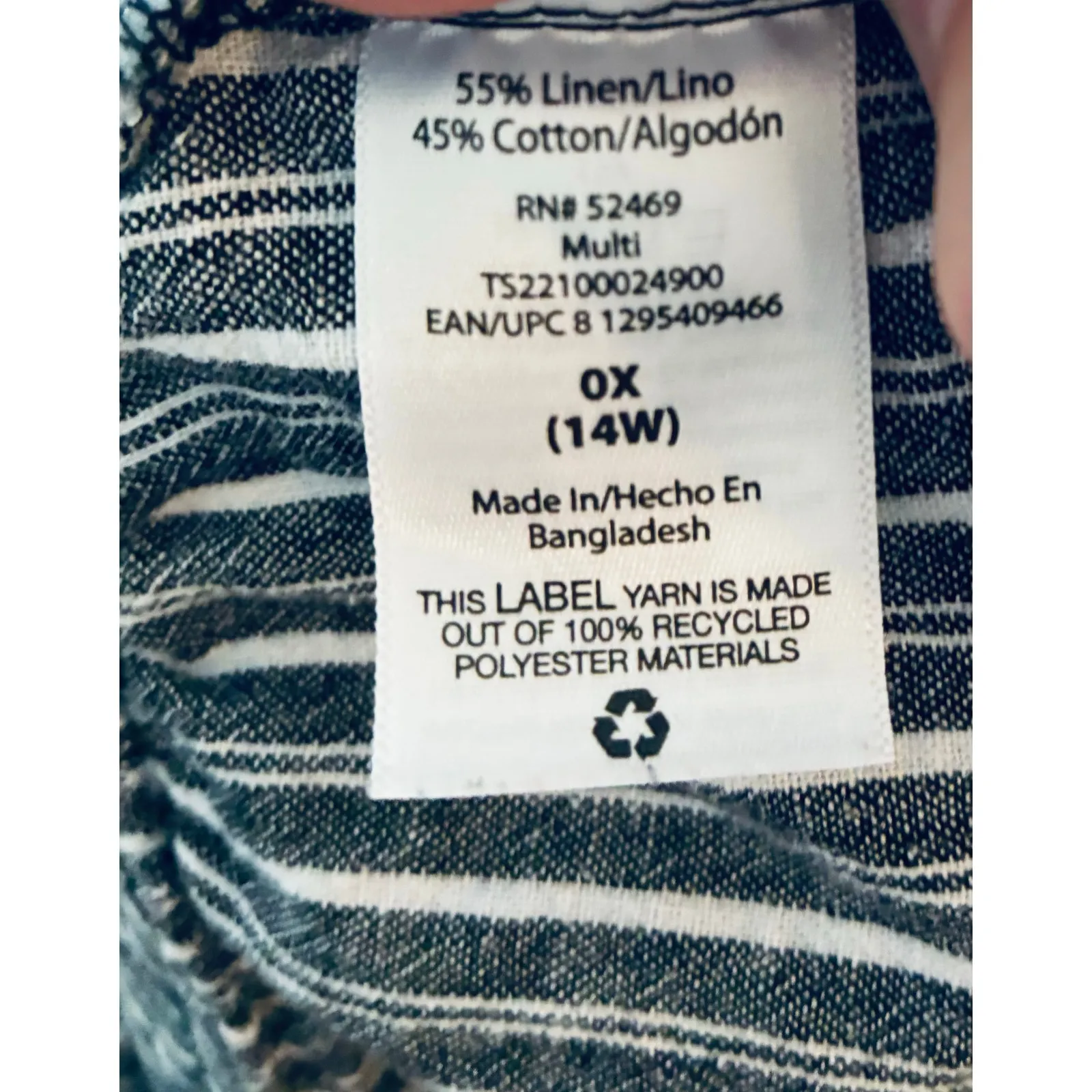 Terra & Sky High Waist Linen Shorts Pockets Striped 0X (14W) - Image 7