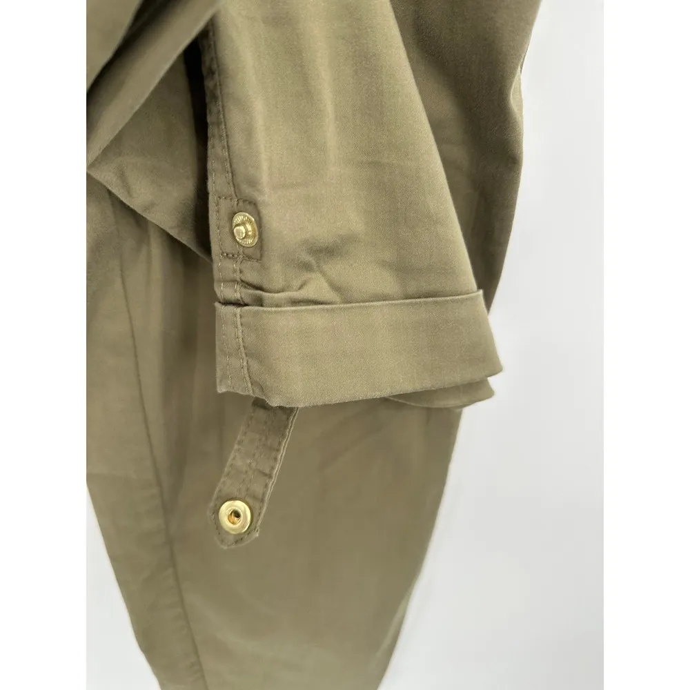 Chico's Pants Women 0.5 Ankle Small Green Button Cuff Casual Cotton Blend - Image 4