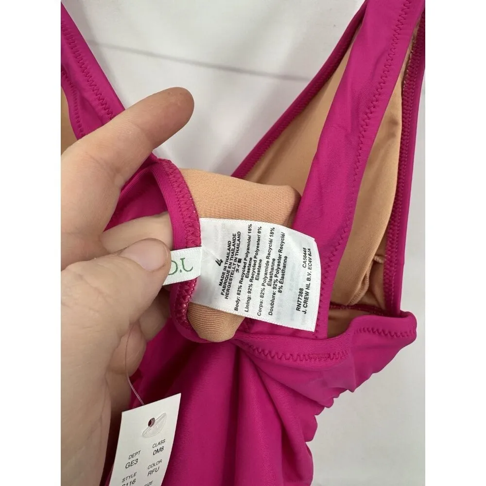 J. Crew Women's 4 Pink Ruched V-Neck One-Piece Swimsuit Vacation NEW Resortwear - Image 6
