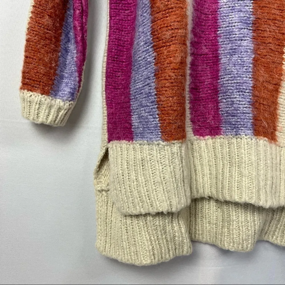 ASOS Moon River Pink & Violet Striped Pullover Hi Low Sweater M - Image 3