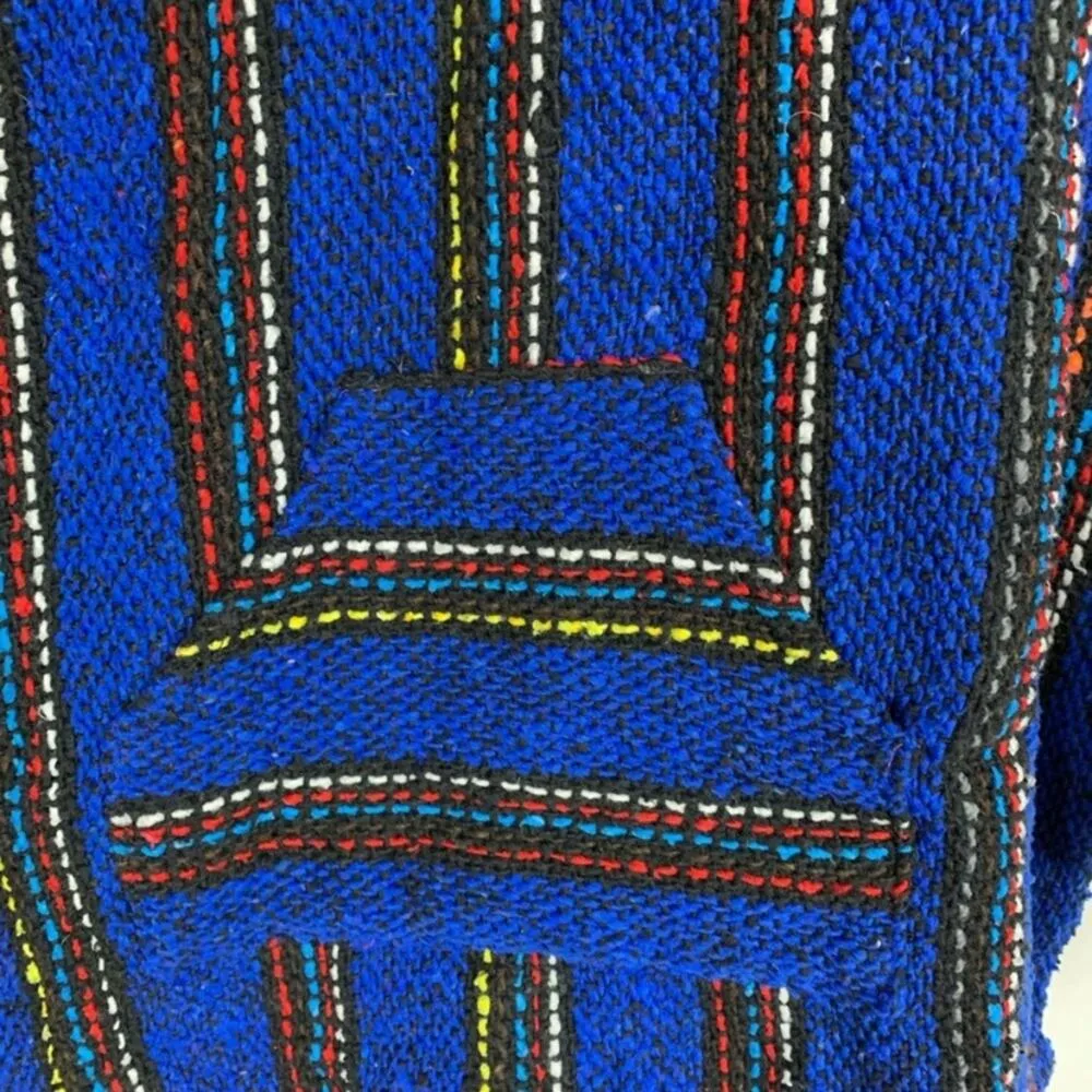 Blue Striped Baja Hoodie Jacket Sz Medium - Image 4