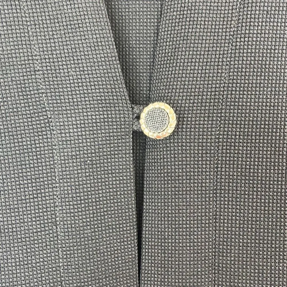 Black Textured Knit Short Sleeve One Button Front Mini Dress Large LBD Workwear - Image 5