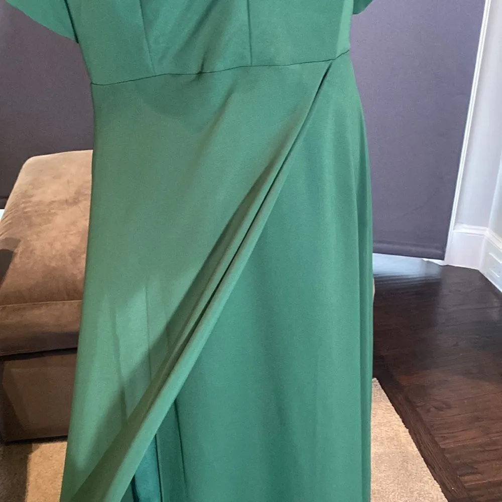 Women’s Full Length Green Chiffon Bridesmaid Party Prom Dress Corset Back 14 Green - Image 4