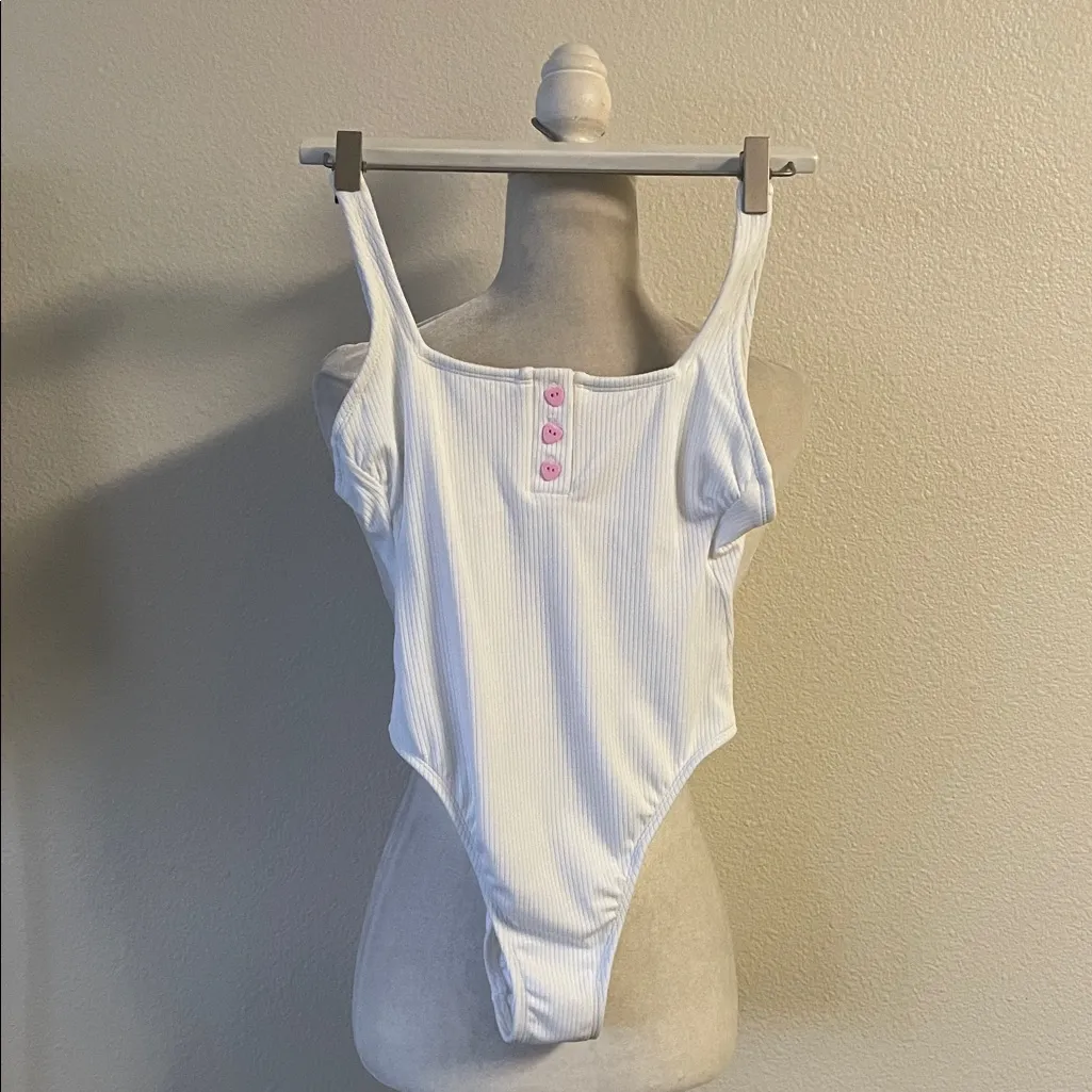 Target Stoney Clover Lane White Heart Henley One-Piece Swimsuit Bathing Suit - Image 4