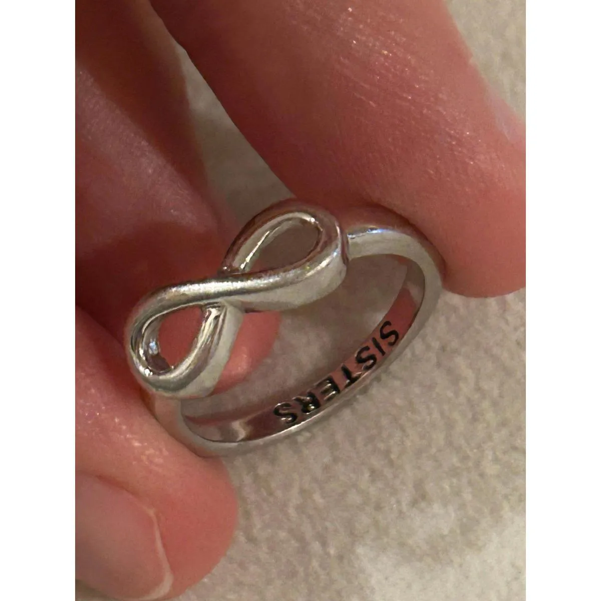 ring band sterling silver 925 beautiful unique size 4.75 sisters - Image 5