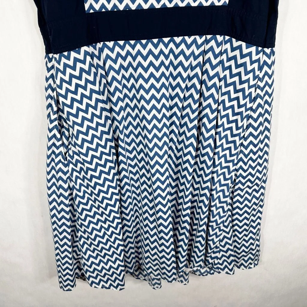 Eshakti Custom Size 16 Dress Blue Chevron A Line V Neck Short Sleeve 1139‎ - Image 6
