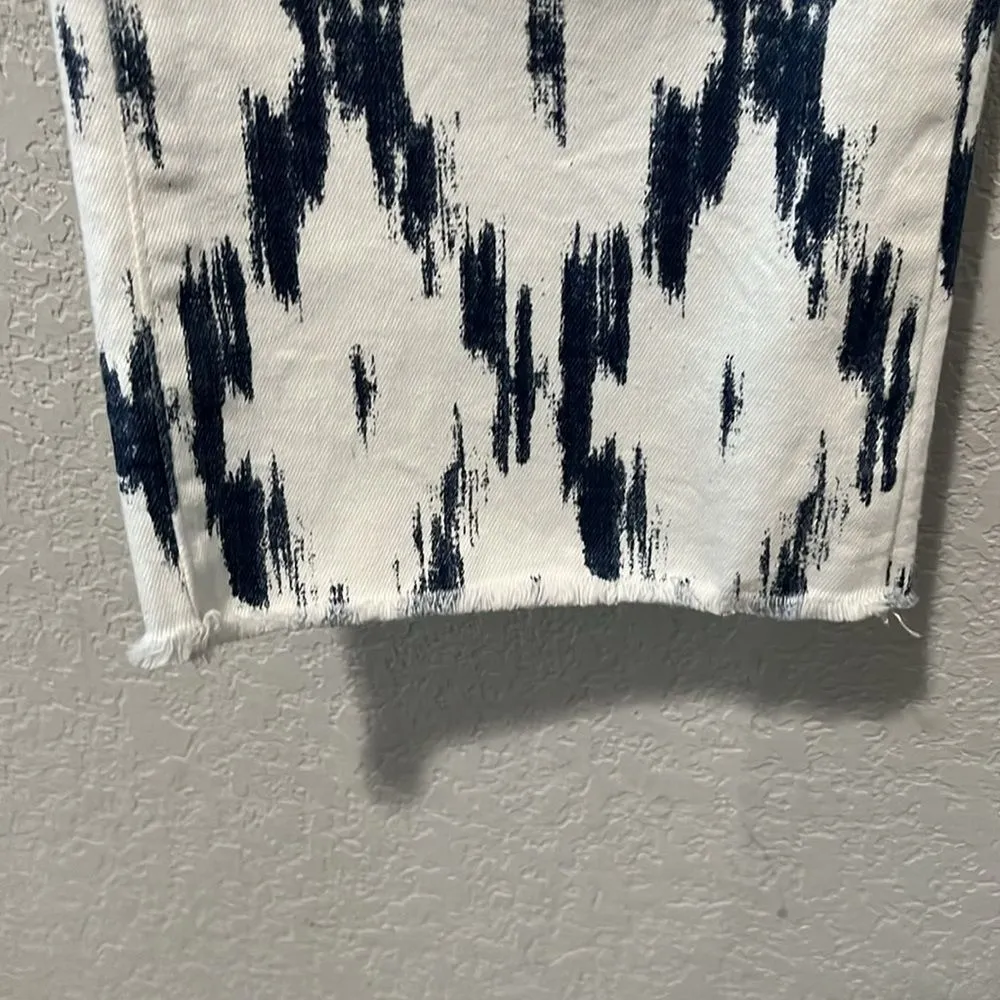 FREE PEOPLE Indigo Skies Printed Cropped Leg Jeans, Size 27 - Image 5