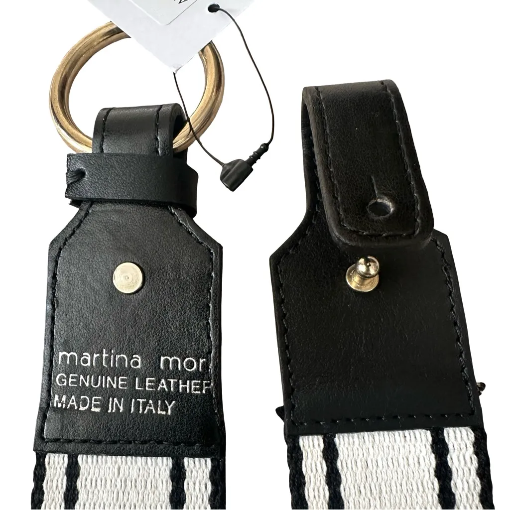 NWT Martina Mori Made in Italy Ivory/Black Canvas & Leather O - Image 3