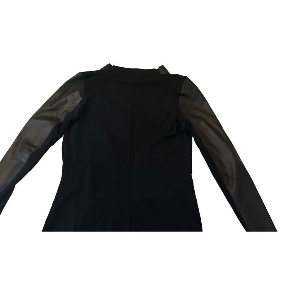 Michael Stars Moto Jacket Real Leather Draped Front Black Size Small - Image 5