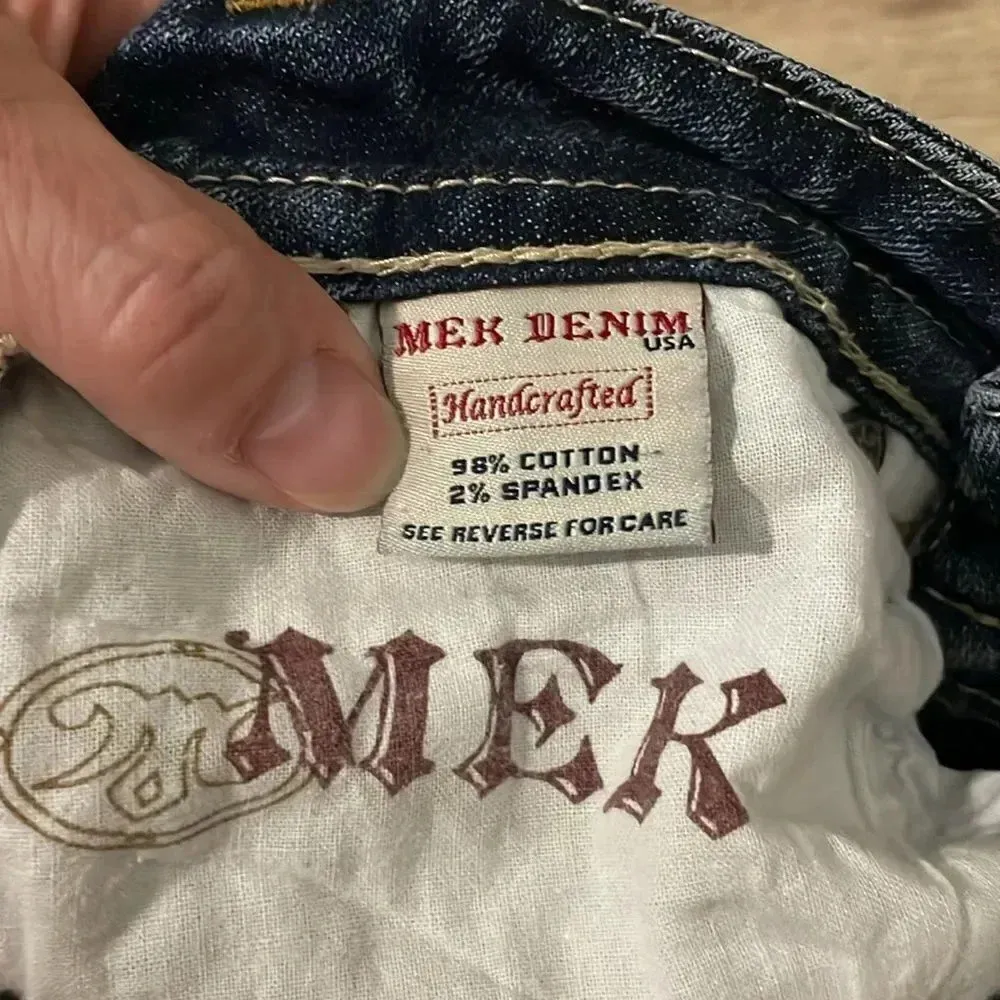 MEK distressed boot cut jeans Medium Wash Women’s Size 27 Blue - Image 14