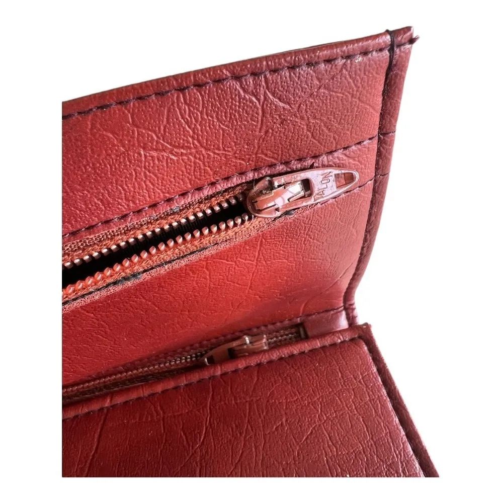 St Thomas Vintage 70s Trifold Red Genuine Leather Travel Jewelry Roll Clutch - Image 7