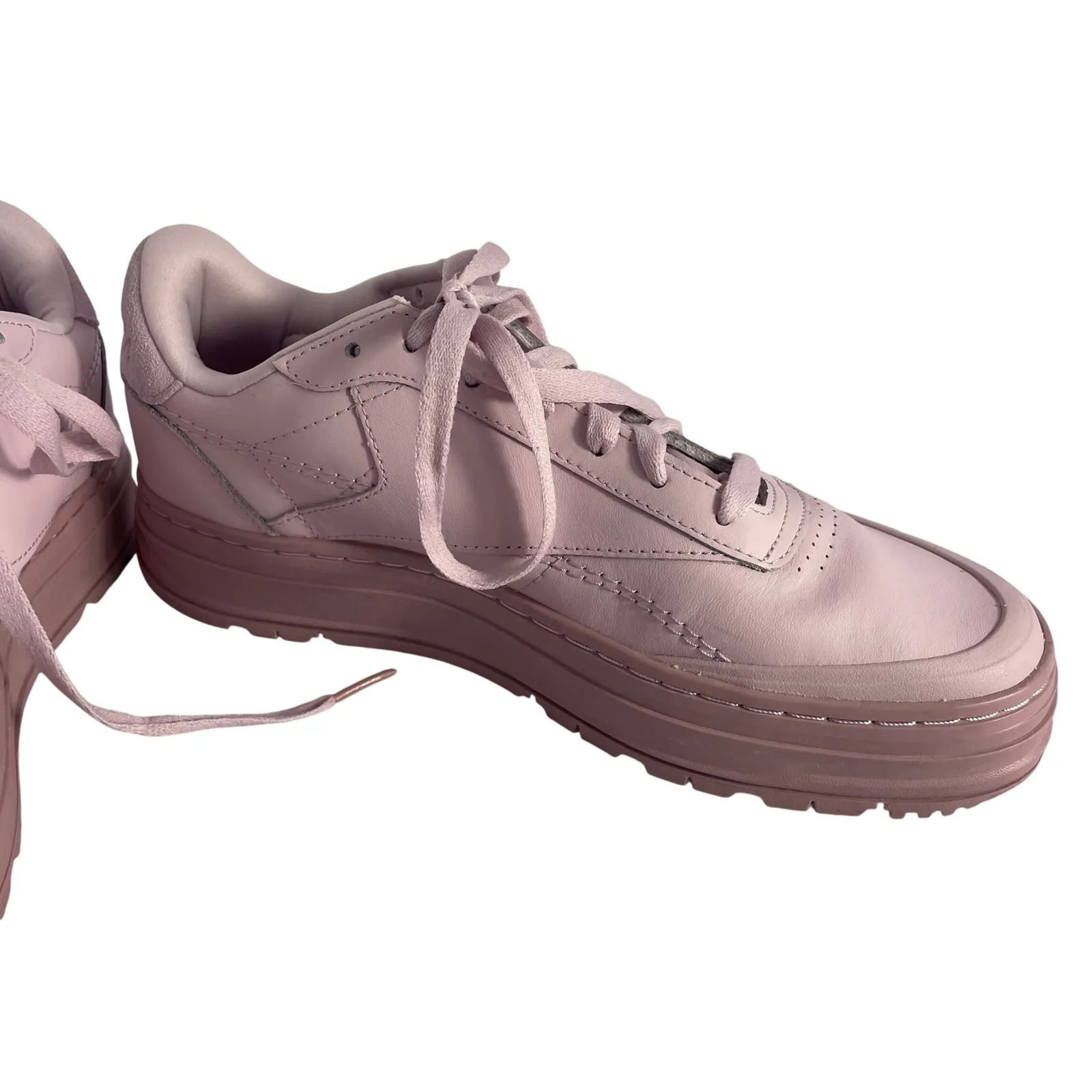 Reebok Classic Club C Double Sneakers Lavender Leather Platform Women's Size 8.5 - Image 3