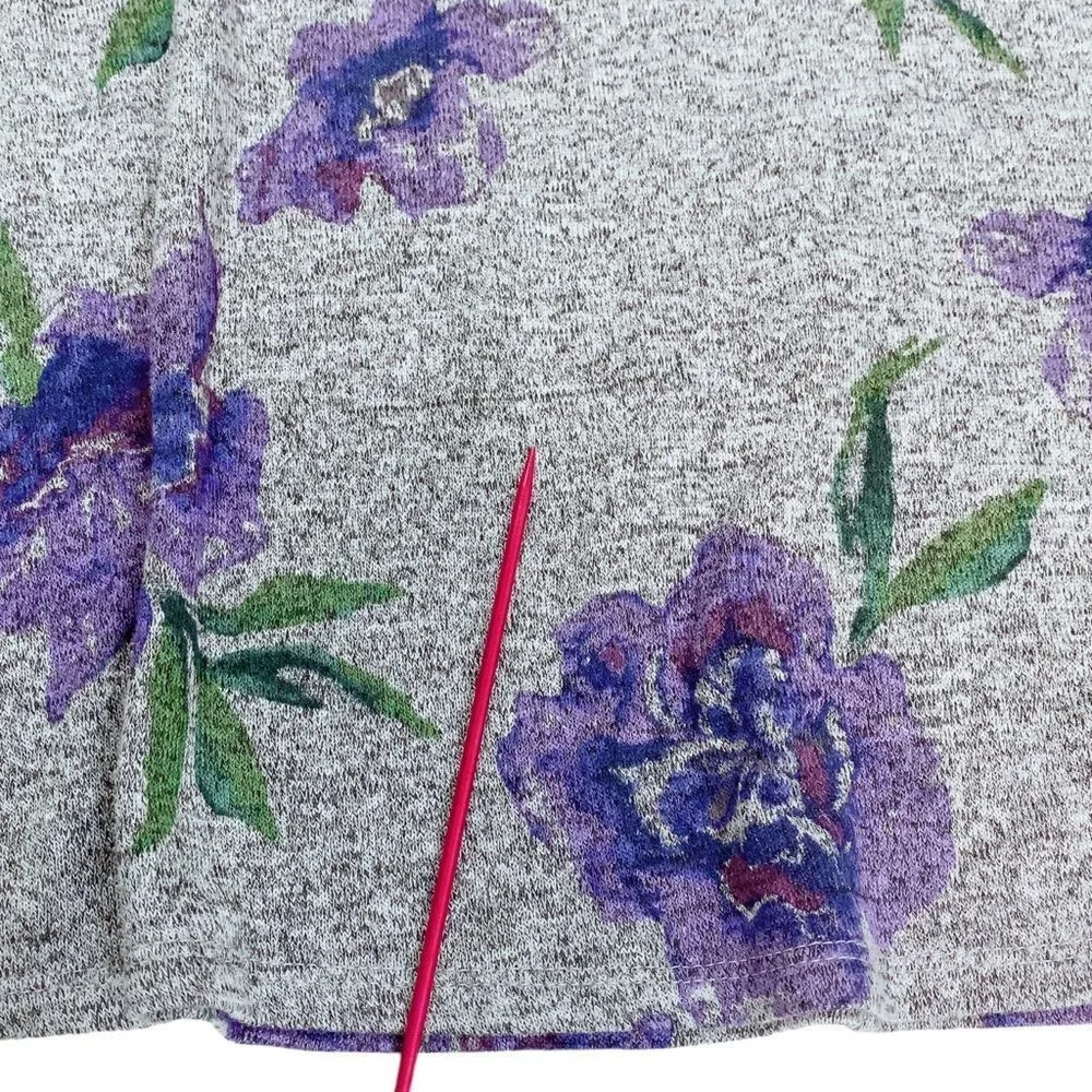 Lane Bryant Woman’s 26/28 Floral Purple Flowers & Gray The Tee Shop Top Blouse - Image 9