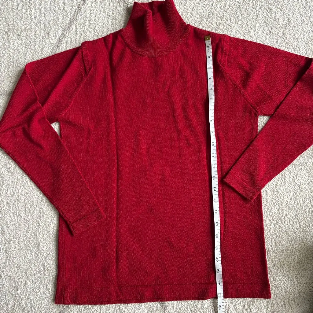 Classiques Entier 100% Merino Wool Mock Neck Sweater Cherry Red sz S - Image 5